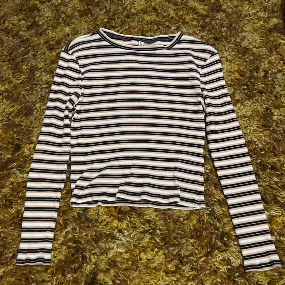 Divided by H&M long sleeve striped crop top
